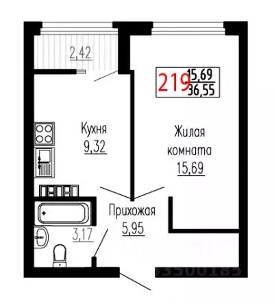 1-к кв. Свердловская область, Екатеринбург ул. Лыжников, 3 (36.6 м) - Фото 0