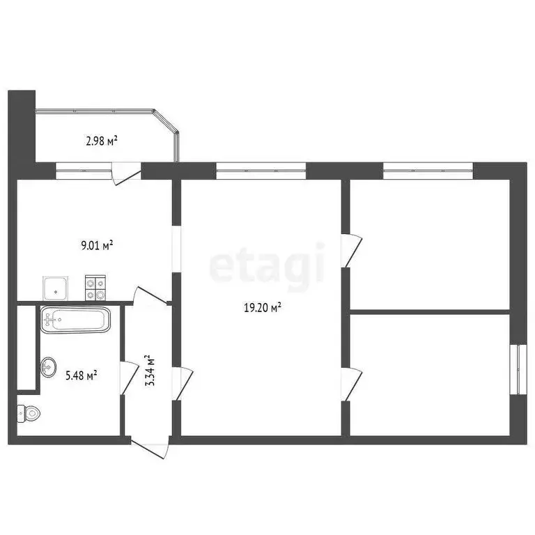 2-комнатная квартира: Тюмень, улица Александра Митинского, 7к1 (56 м) - Фото 1