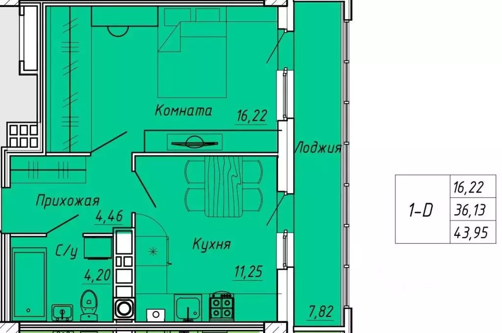 1-к кв. Ивановская область, Иваново Апрельская ул., 95 (43.95 м) - Фото 0