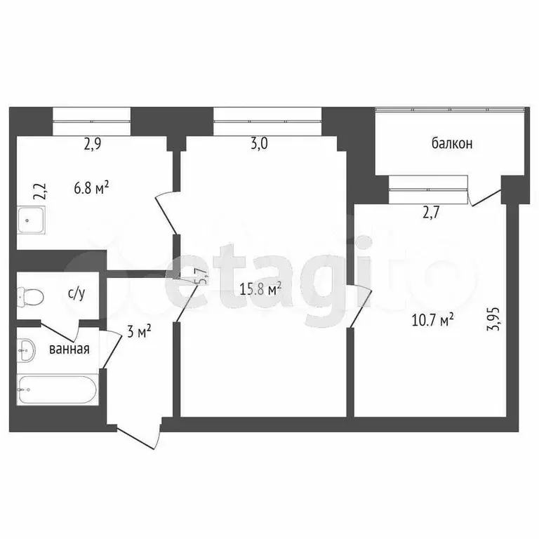 2-к. квартира, 39 м, 5/9 эт. - Фото 0