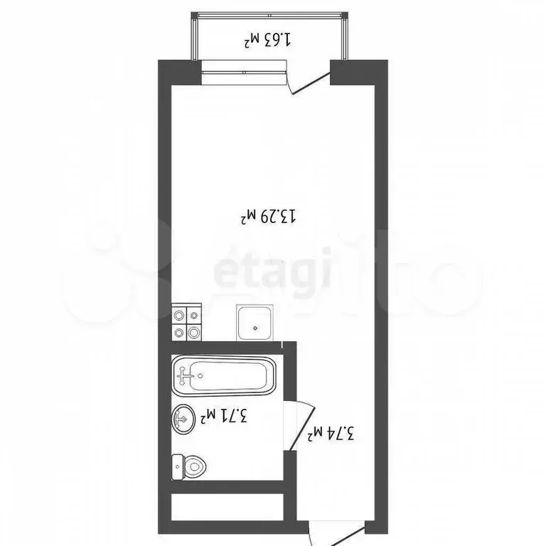 Квартира-студия, 20,3 м, 3/14 эт. - Фото 0