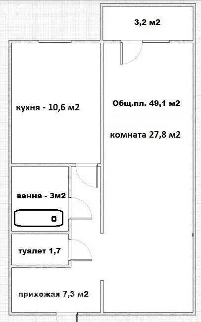 1-комнатная квартира: Томск, улица Любы Шевцовой, 15 (49.1 м) - Фото 0