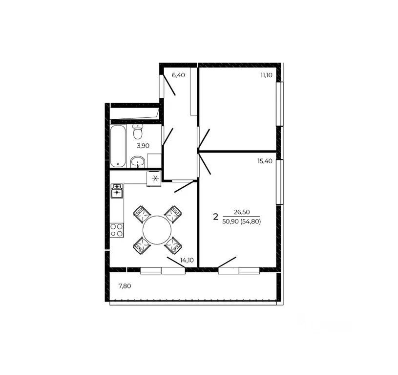 2-к кв. Ростовская область, Ростов-на-Дону Притяжение жилой комплекс ... - Фото 1