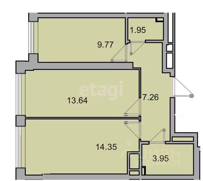 2-к кв. Татарстан, Казань ул. Рауиса Гареева, 105Б (50.2 м) - Фото 1