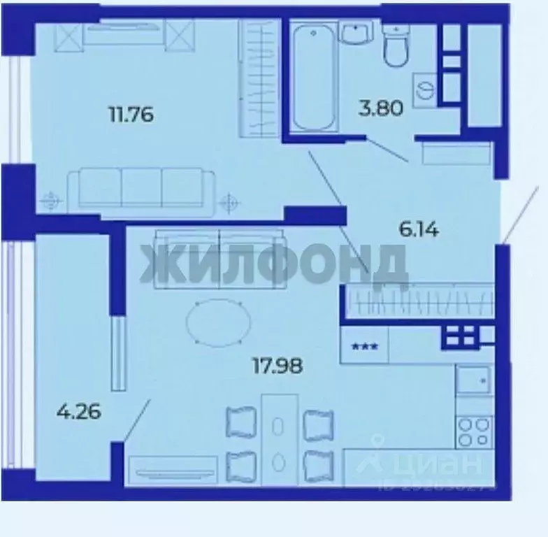 1-к кв. Брянская область, Брянск Речная ул., 1/2 (43.94 м) - Фото 0