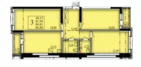 3-к кв. Башкортостан, Уфа Затон-Восточный жилрайон, Паруса жилой ... - Фото 1