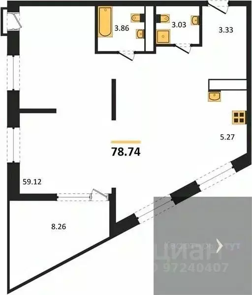 3-к кв. Воронежская область, Воронеж наб. Чуева, 7 (78.74 м) - Фото 0