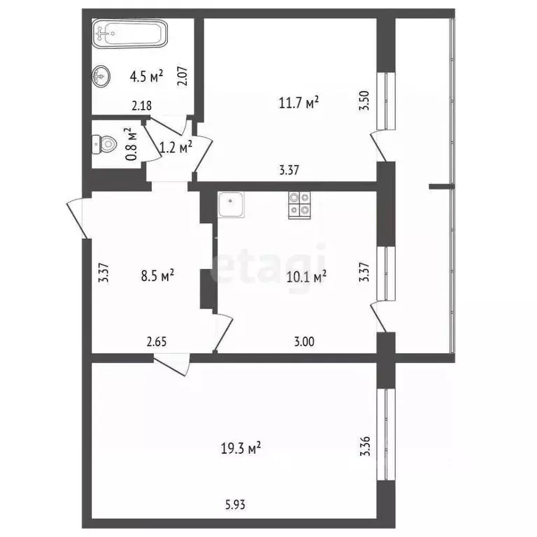 2-к кв. Краснодарский край, Геленджик ул. Маршала Жукова, 1к3 (62.0 м) - Фото 1