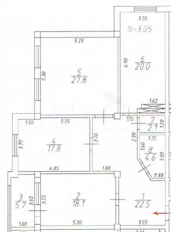 3-к. квартира, 118 м, 2/7 эт. - Фото 0