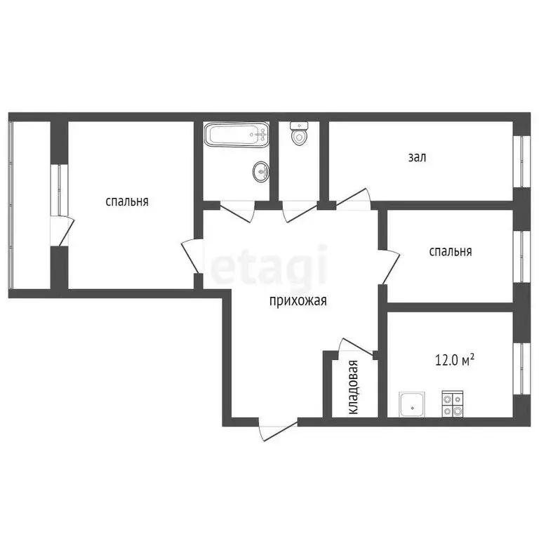 3-комнатная квартира: Выкса, Центральный микрорайон, 6А (60.8 м) - Фото 0