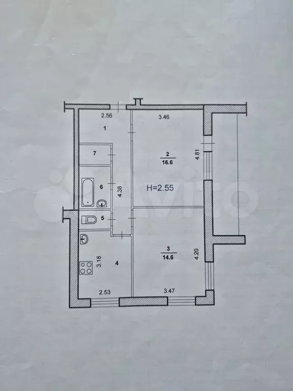 2-к. квартира, 53 м, 8/14 эт. - Фото 0