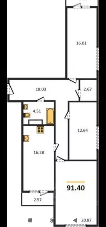 3-к кв. Самарская область, Самара ул. Советской Армии, 91 (91.4 м) - Фото 2