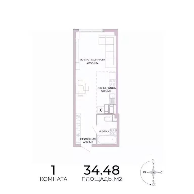 1-к кв. Пензенская область, Пенза Побочинская ул., с18 (34.48 м) - Фото 1