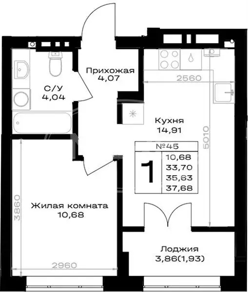 1-комнатная квартира: Гурьевск, улица Героя России Катериничева, 2к1 ... - Фото 1