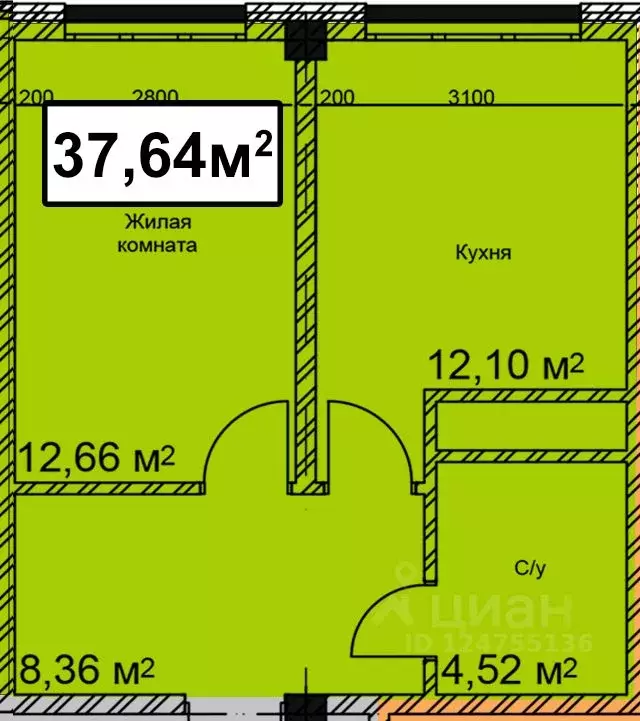 1-к кв. Ставропольский край, Ессентуки ул. Благодатная, 22к2 (37.64 м) - Фото 0