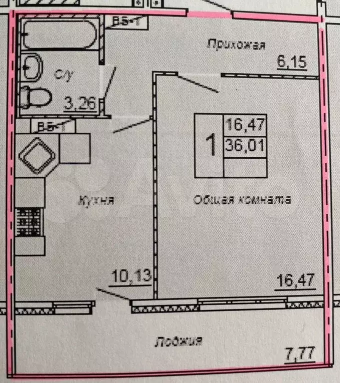 1-к. квартира, 36 м, 7/9 эт. - Фото 0