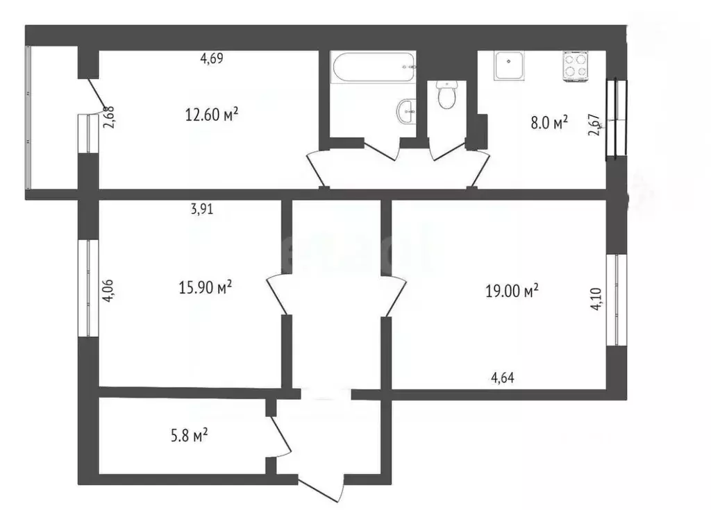 3-к кв. Москва Клязьминская ул., 13 (79.0 м) - Фото 2
