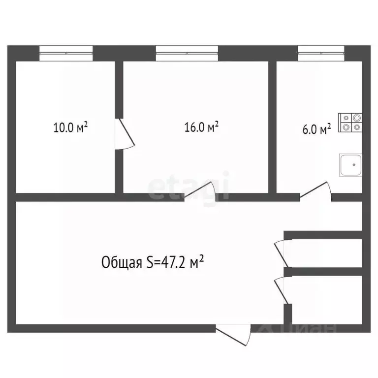 2-к кв. Брянская область, Брянск Московский просп., 82 (47.2 м) - Фото 1