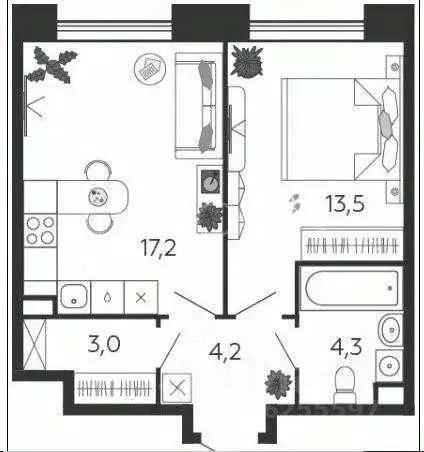 2-к кв. Москва ул. Петра Кончаловского, 5 (42.2 м) - Фото 2