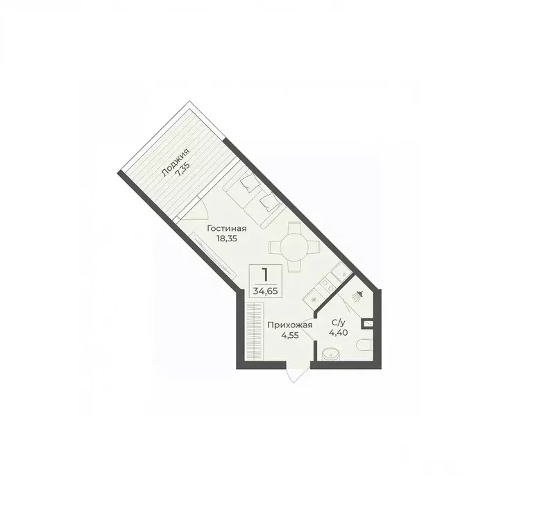 Студия Крым, Сакский район, с. Лесновка  (34.65 м) - Фото 0