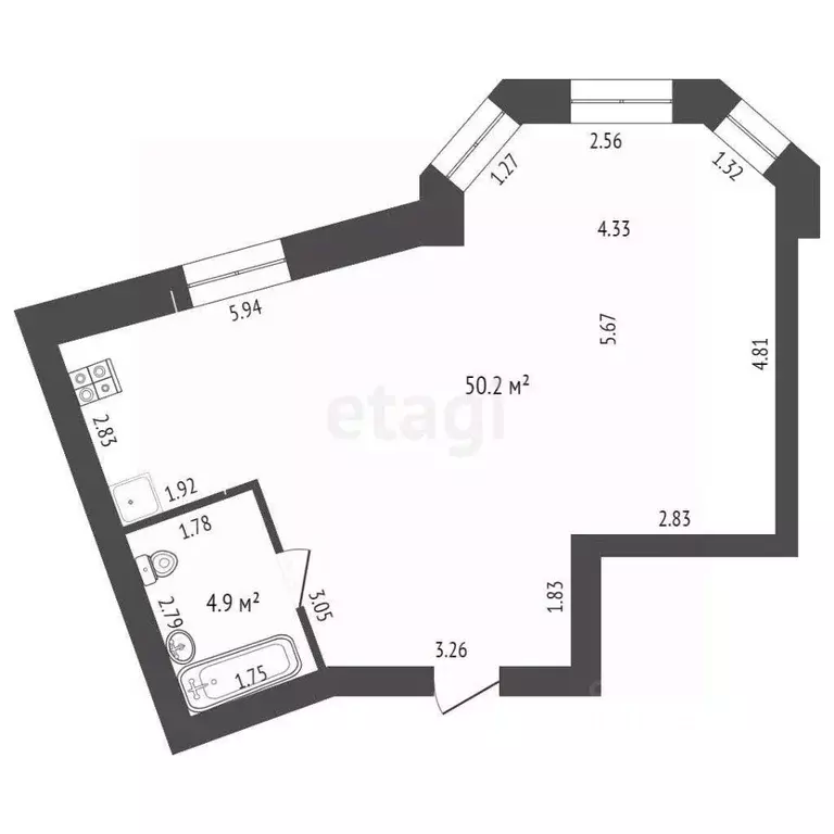 1-к кв. Ханты-Мансийский АО, Нягань 4-й мкр, 1 (55.0 м) - Фото 1