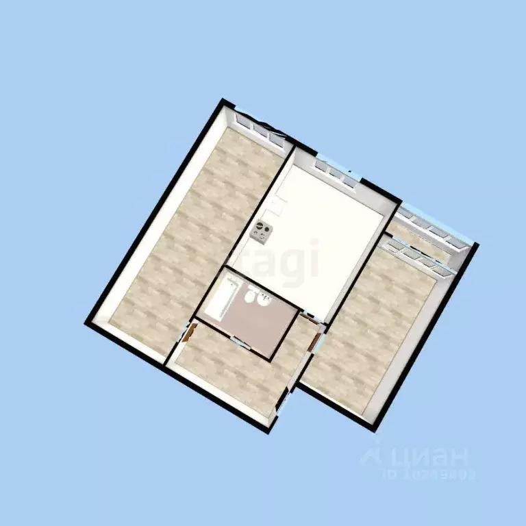 2-к кв. Башкортостан, Давлеканово Высоковольтная ул., 13Б (46.5 м) - Фото 1
