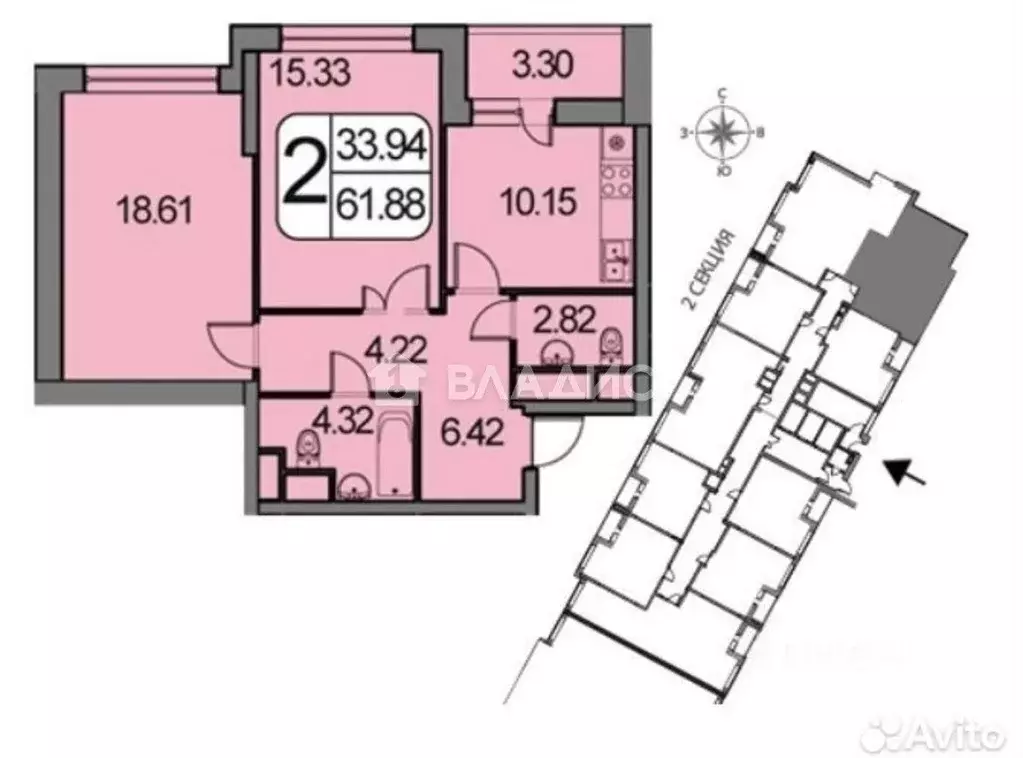 2-к кв. Московская область, Котельники ул. Сосновая, 2 (64.5 м) - Фото 1