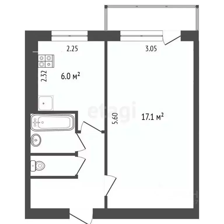 1-к кв. Белгородская область, Белгородский район, Разумное рп просп. ... - Фото 2