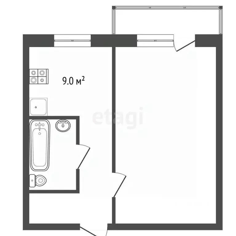 1-к кв. Челябинская область, Челябинск Свердловский просп., 27 (32.8 ... - Фото 1