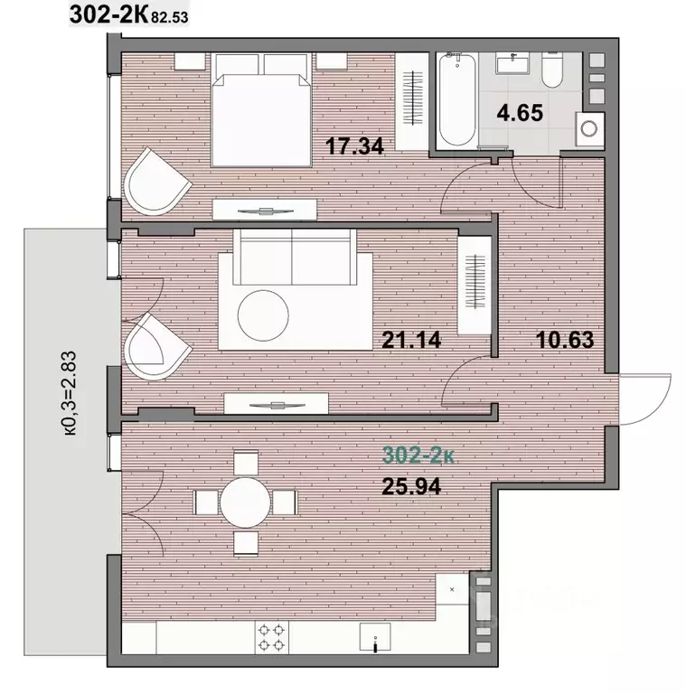 2-к кв. Калининградская область, Зеленоградск ул. Гагарина (82.53 м) - Фото 1