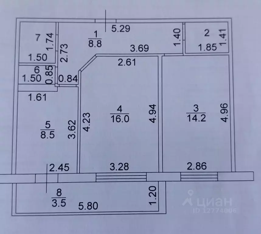 2-к кв. Татарстан, Набережные Челны ул. Аделя Кутуя, 8 (54.0 м) - Фото 1