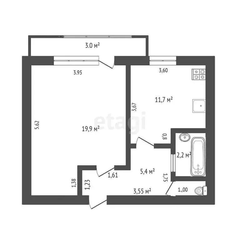 1-комнатная квартира: Саки, улица Лобозова, 11 (44 м) - Фото 0