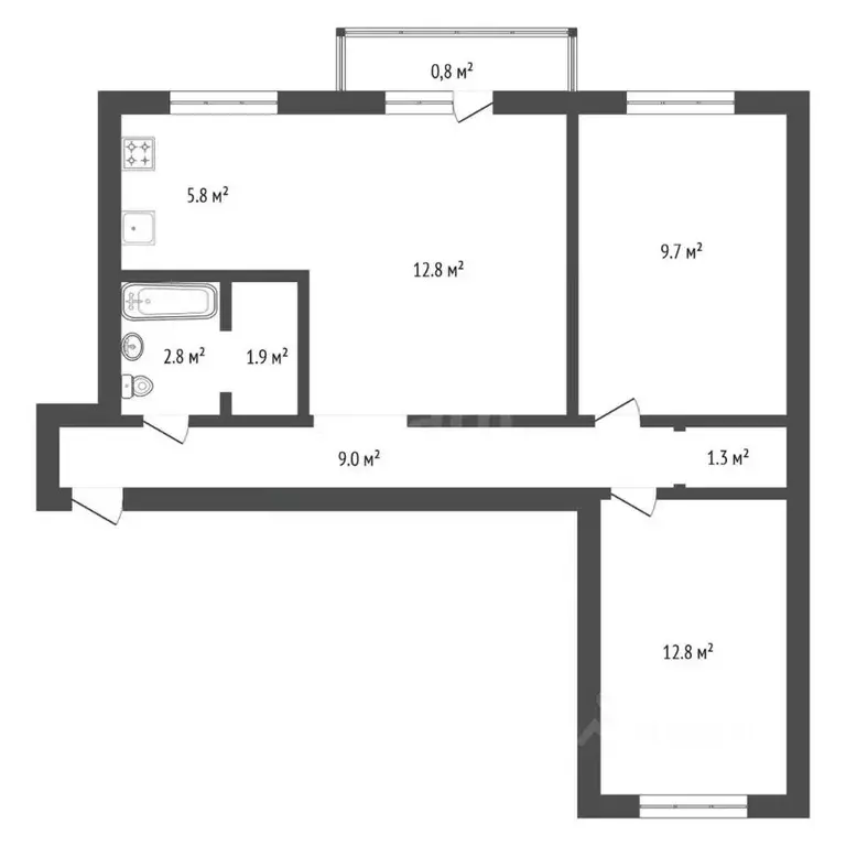 3-к кв. Амурская область, Благовещенский район, с. Чигири ул. ... - Фото 1