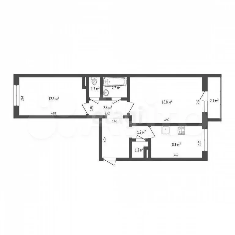 2-к. квартира, 50 м, 3/5 эт. - Фото 1