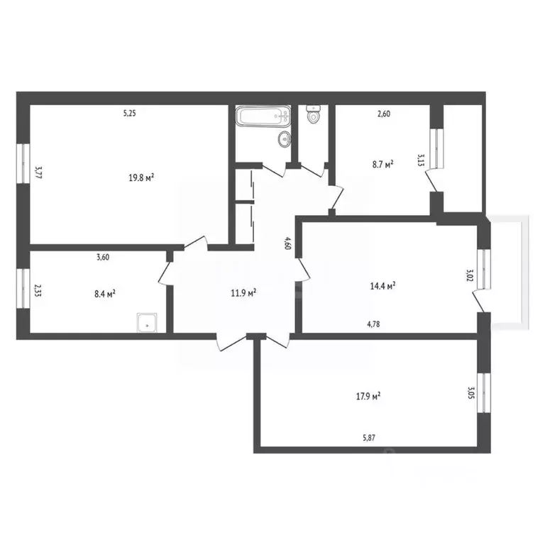 4-к кв. Амурская область, Благовещенск ул. Островского, 45 (85.6 м) - Фото 2