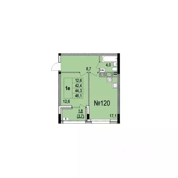 1-к кв. Ярославская область, Ярославль ул. Лисицына, 23 (44.25 м) - Фото 1