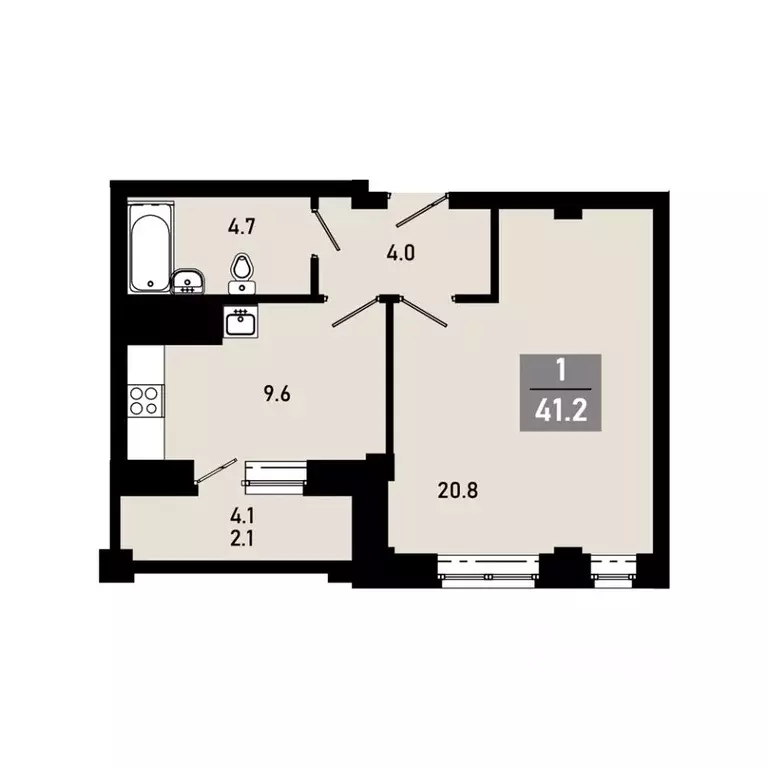 1-к кв. Омская область, Омск Гармония жилой комплекс (37.9 м) - Фото 1