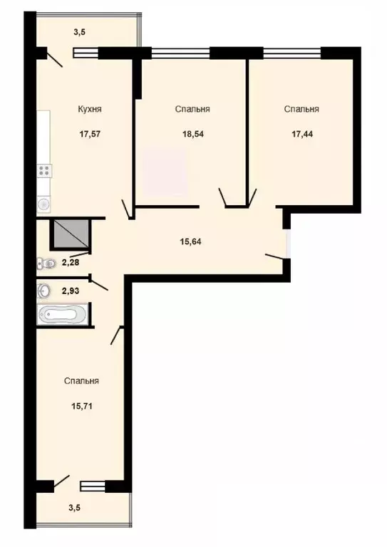 3-к кв. Самарская область, Самара Белорусская ул., 26 (96.0 м) - Фото 1