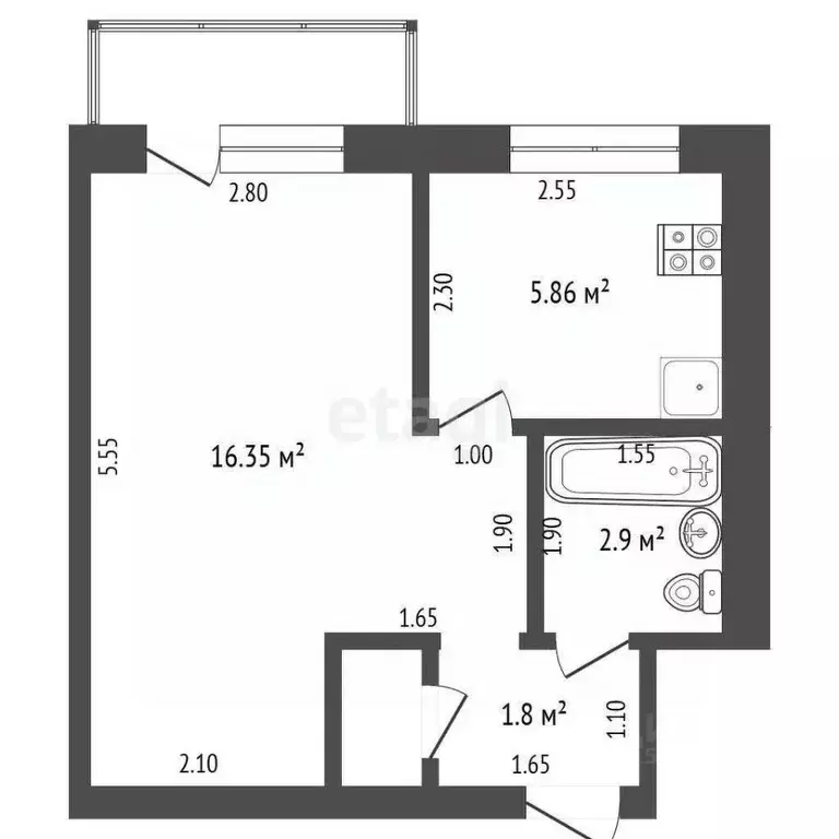 1-к кв. Нижегородская область, Выкса ул. Красные зори, 25А (27.7 м) - Фото 2