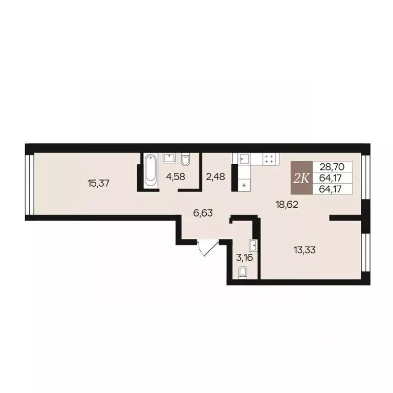 2-к кв. Новосибирская область, Новосибирск ОбьГЭС мкр,  (64.17 м) - Фото 1