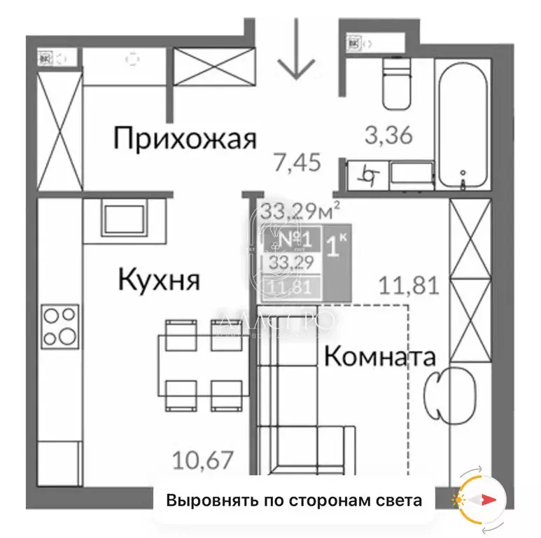 1-комнатная квартира: Симферополь, улица Виталия Чуркина (33.3 м) - Фото 1