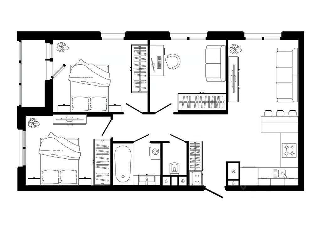 3-к кв. Тульская область, Тула ул. Седова, 26к3 (77.3 м) - Фото 1