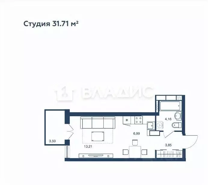Студия Липецкая область, Липецк Депутатская ул., 60 (31.71 м) - Фото 1