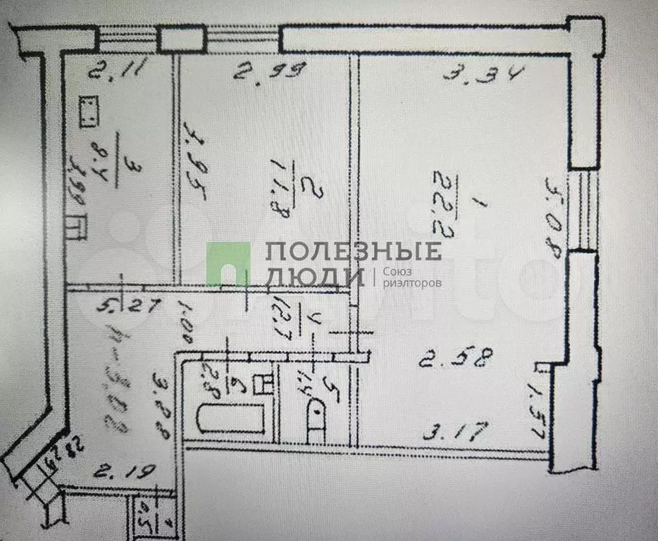 2-к. квартира, 59,8 м, 2/5 эт. - Фото 0