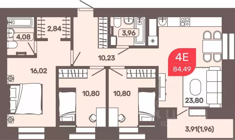 3-к кв. Забайкальский край, Чита Романовский мкр, 31 (84.49 м) - Фото 0