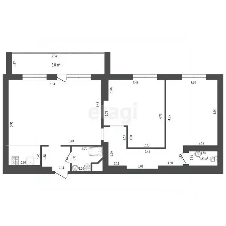 2-к кв. Тюменская область, Тюмень ул. Раушана Абдуллина, 1 (83.8 м) - Фото 2