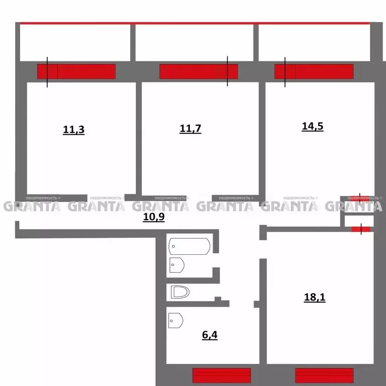 4-комнатная квартира: Красноярск, улица Железнодорожников, 10А (83 м) - Фото 0