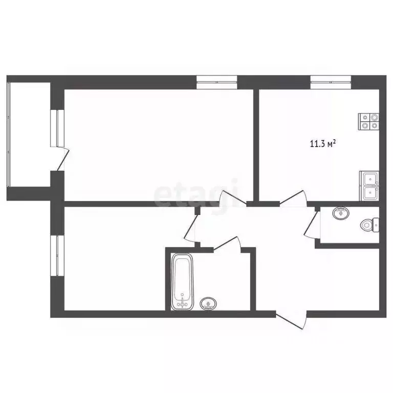 2-к кв. Тюменская область, Тюмень проезд Тихий, 2 (56.6 м) - Фото 1
