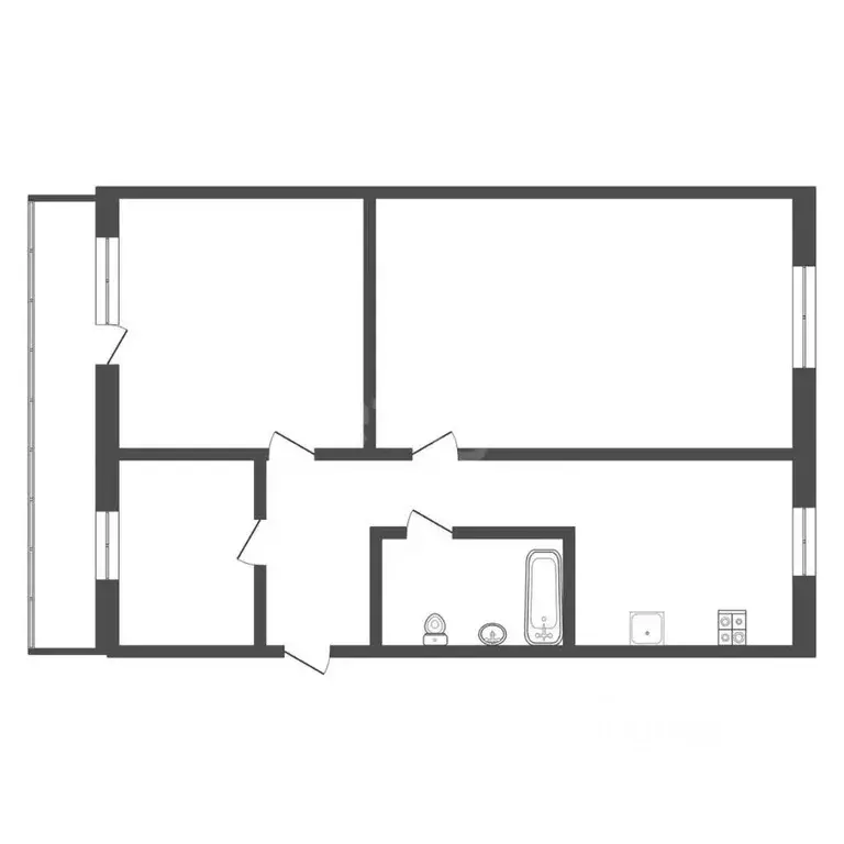3-к кв. Тульская область, Тула просп. Ленина, 135 (60.8 м) - Фото 2