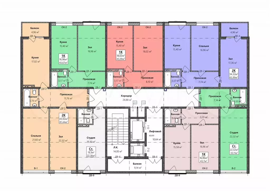 1-к. квартира, 45 м, 5/8 эт. - Фото 1